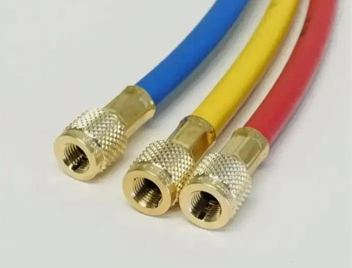 Yellow Jacket 29985 1/4" PLUS II 60" Charging Hoses with Ball Valve RYB Pack