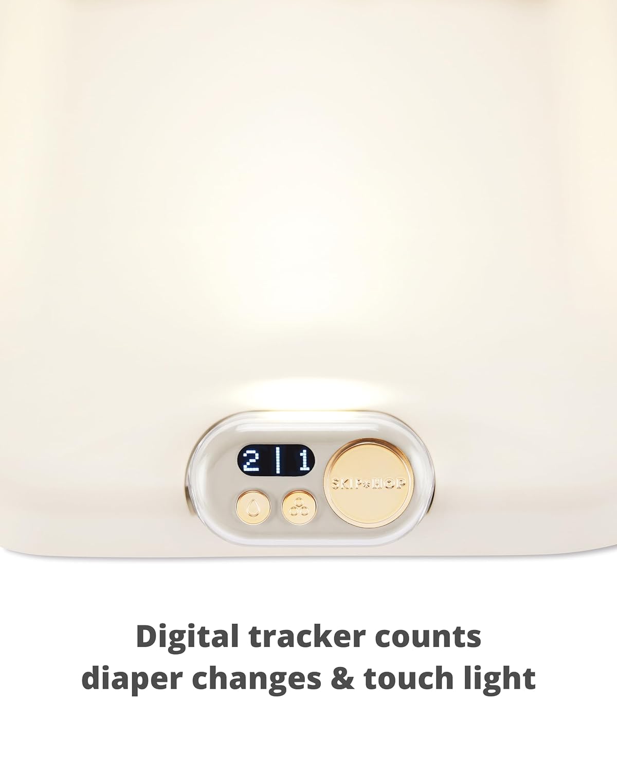 Skip Hop Baby Changing Pad Nursery Style Light-Up & Diaper Change Tracker Wipeable and Contoured with Cushioned Foam Fits Standard Changing Tables Oat