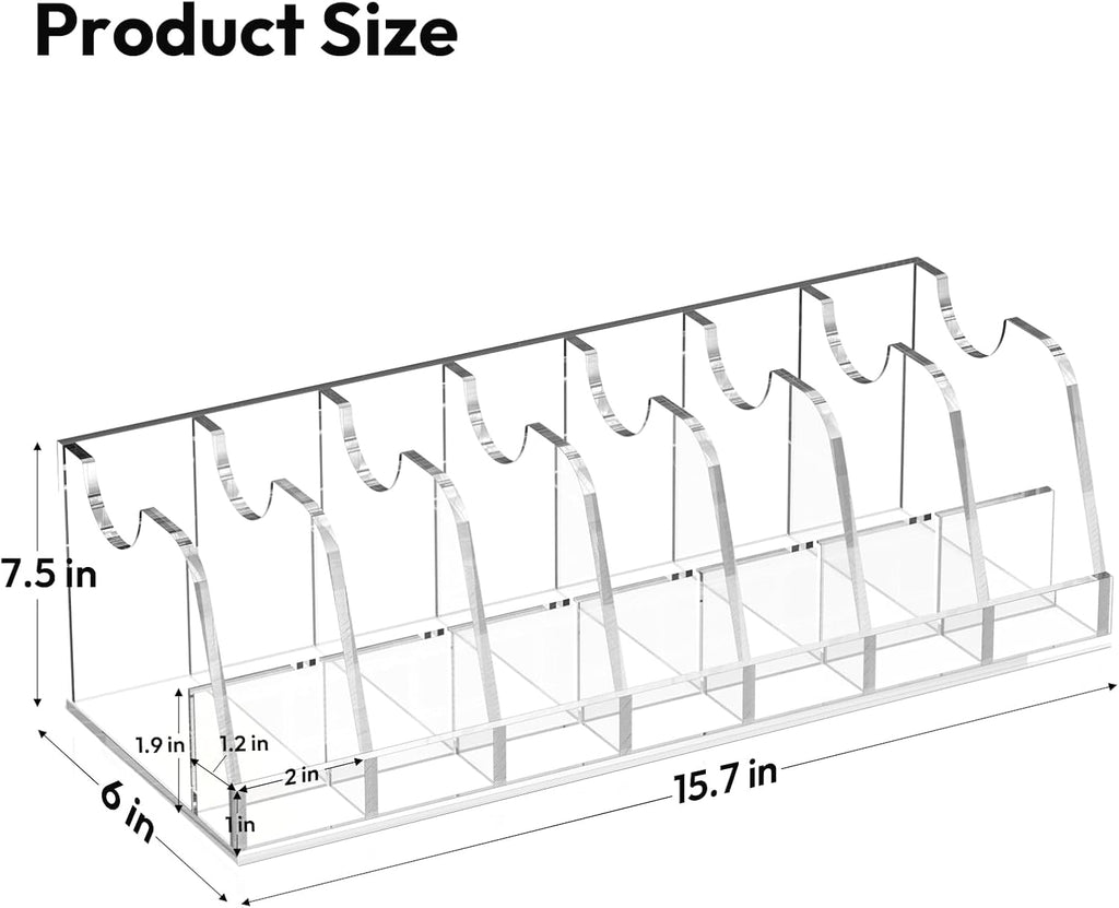 Belt Organizer - Acrylic Belt Storage Holder with 7 Compartments and Display Stand