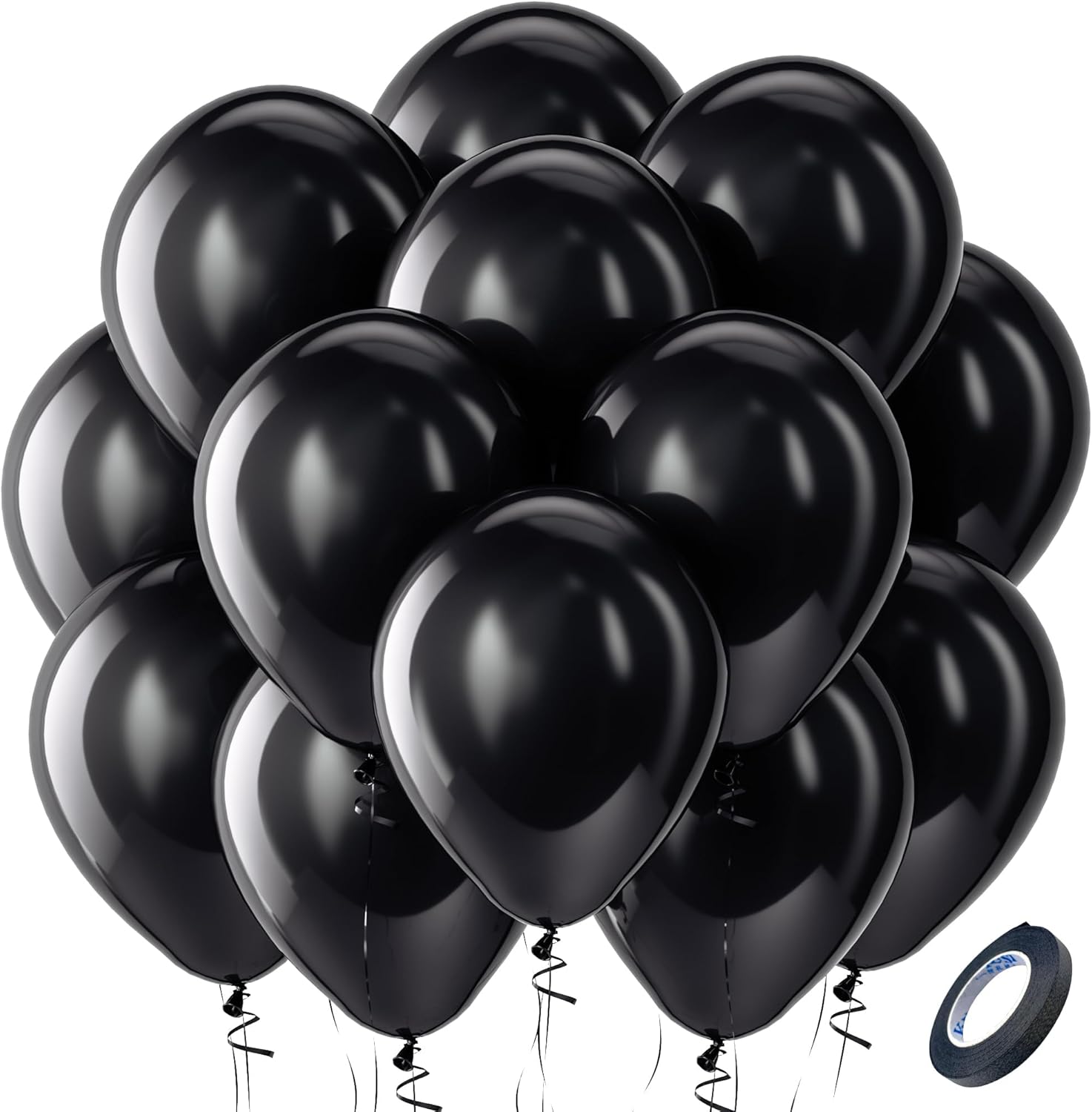 Bezente Black Balloons Latex Party Balloons - 100 Pack 12 inch Round Helium Balloons for Birthday Graduation Casino Gaming Anniversary Black History Month Themed Party Decorations 2026