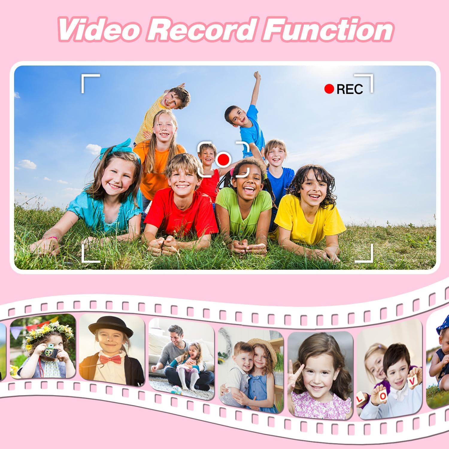 Goopow Kids Camera Toys for 3-8 Year Old Girls Boys,Children Digital Video Camcorder Camera with Cartoon Soft Cover, Best Birthday Festival Gift for Kids - 32G SD Card Included