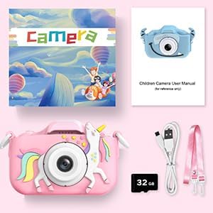 Goopow Kids Camera Toys for 3-8 Year Old Girls Boys,Children Digital Video Camcorder Camera with Cartoon Soft Cover, Best Birthday Festival Gift for Kids - 32G SD Card Included