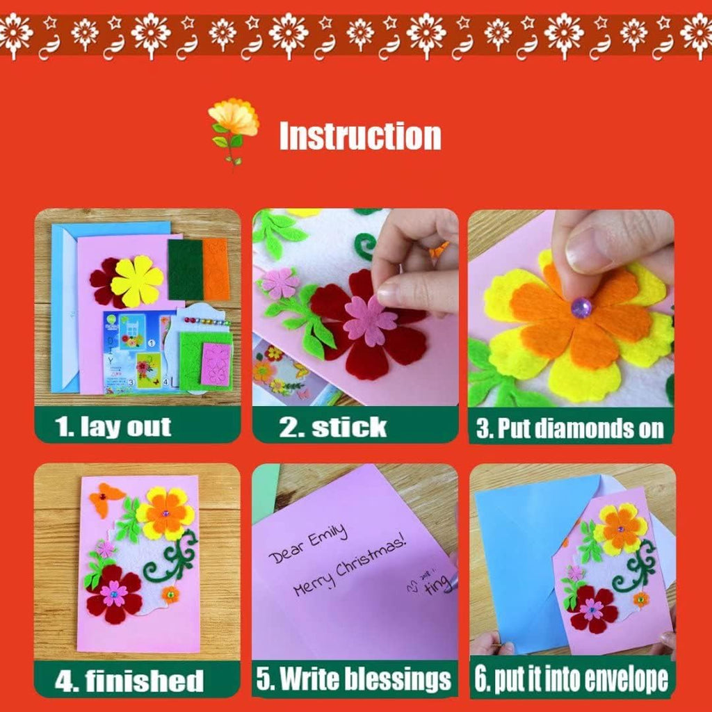 Card Making Kits DIY Handmade Greeting Card Kits for Kids, Christmas Card Folded Cards and Matching Envelopes Thank You Card Art Crafts Crafty Set Gifts for Girls & Boys