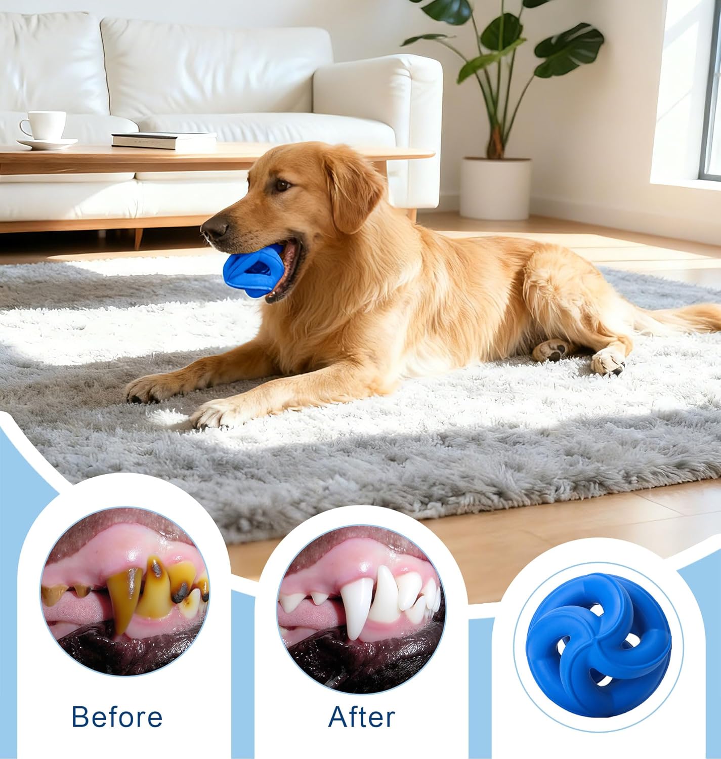 Indestructible Dog Toys,Dog Toys for Aggressive Chewers -Durable & Non-Toxic Natural Rubber,Dog Chew Toys,Dishwasher Safe, Interactive Dog Chew Toys for Small Medium Large Breed Dogs,Navy