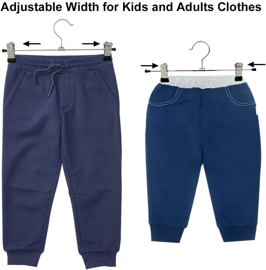 Pants Hangers with Clips, Heavy Duty 20 Pack, Adjustable Metal Pants Hanger, Skirt Hangers for Women Space Saving Hangers for Jeans Closet Organizers and Storage