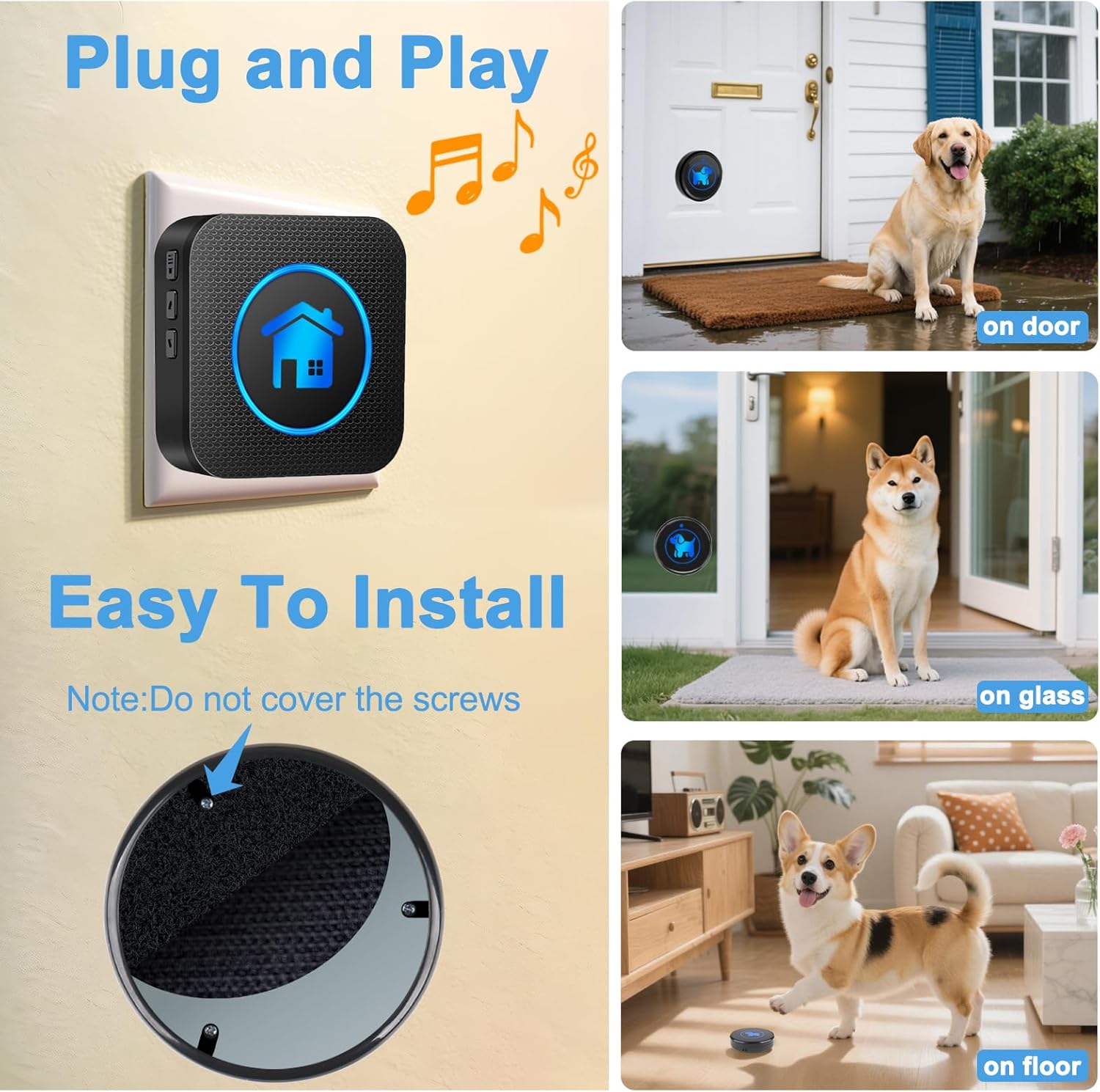Dog Door Bell (2026 Enhanced Touch), Wireless Dog Doorbells for Potty Training – Dog Bells to Go Outside, 1000Feet Range, Waterproof Button, 55 Melodies & 5 Notification Modes(2 Buttons)