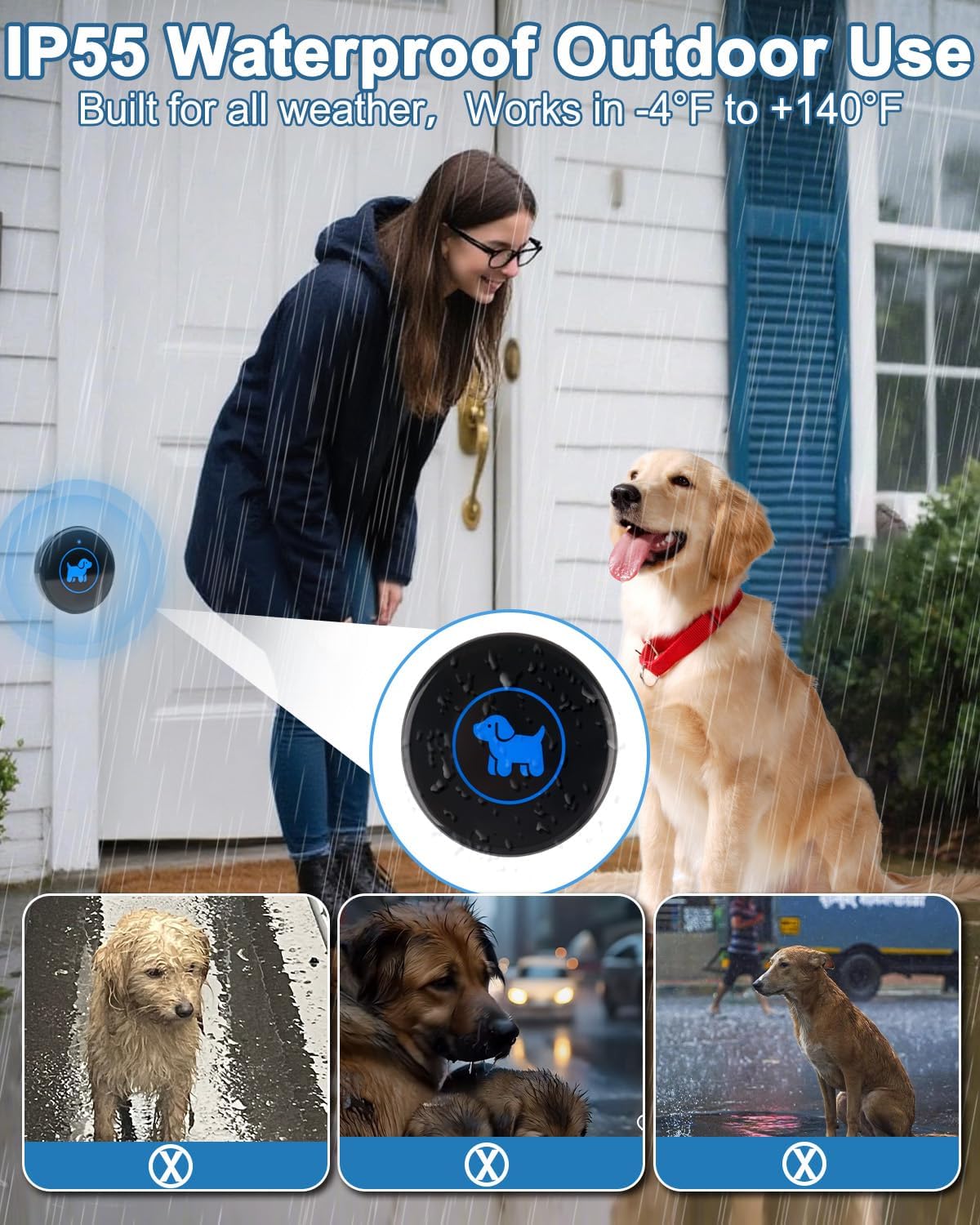 Dog Door Bell (2026 Enhanced Touch), Wireless Dog Doorbells for Potty Training – Dog Bells to Go Outside, 1000Feet Range, Waterproof Button, 55 Melodies & 5 Notification Modes(2 Buttons)