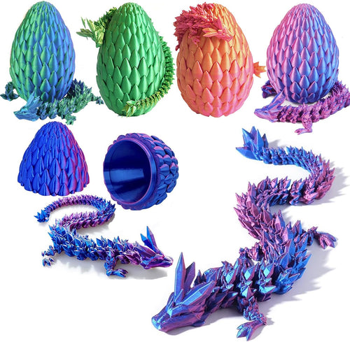 12inch 3D Printed Dragon Egg,Mystery Crystal Dragon Fidget Toys,Articulated Dragon,Home Desk Decor Easter Surprise Dinosaur Eggs,Adults Fidget Toys for Autism/ADHD (Laser Purple)