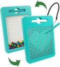 2-in-1 Double-Sided Magnetic Drawing Board for Kids & Toddlers Magnet Doodle Board with Beads, Magnetic Dot Art Toys, Road Trip Car Activities for Kids