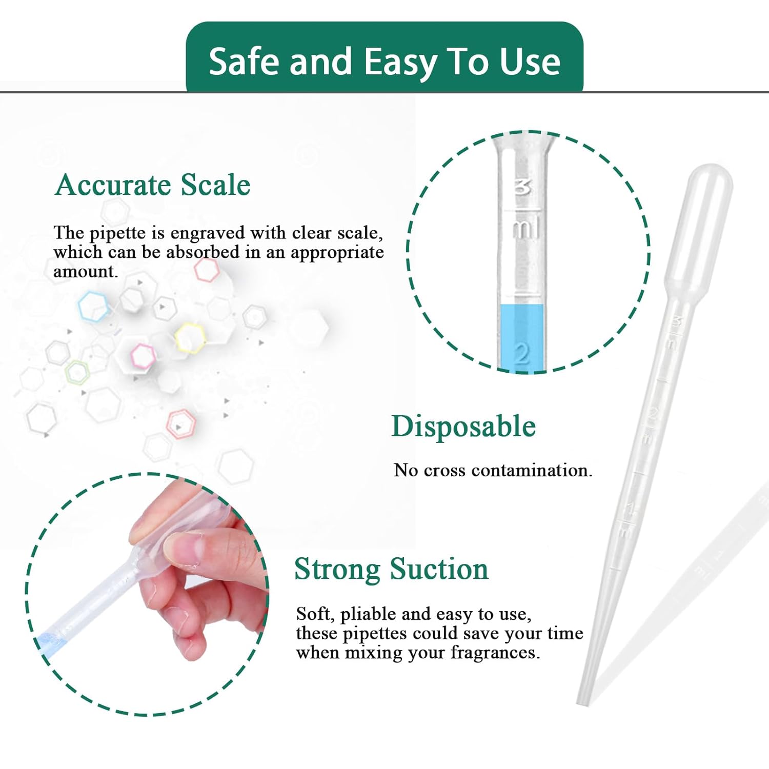 100 PCS 3ML Dropper Pipettes Essential Oil Transfer, Disposable Plastic Eye Dropper for Science Experiments, Crafting, Makeup Tool