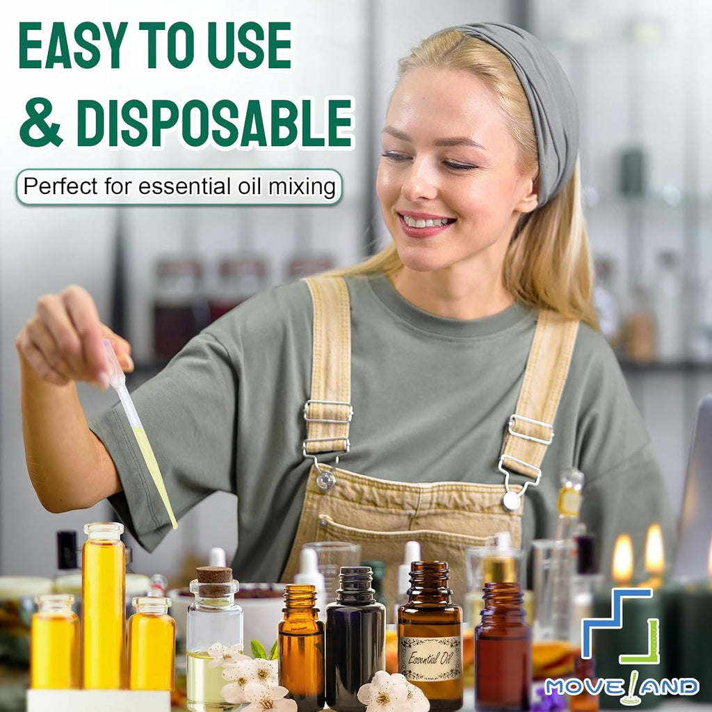 100 PCS 3ML Dropper Pipettes Essential Oil Transfer, Disposable Plastic Eye Dropper for Science Experiments, Crafting, Makeup Tool