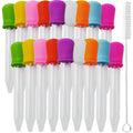 20PCS Liquid Droppers with a Clean Brush, Silicone and Plastic Pipettes Transfer Eyedropper with Bulb Tip for Candy Oil Kitchen Gummy Bear Making