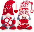 Valentines Day Decorations -Valentines Day Gnome Decor Gifts, Handmade Plush Gnome Couple with Heart and “Love” Heart, Romantic Red Valentines Day Gift for Couples, Anniversary Home Decor