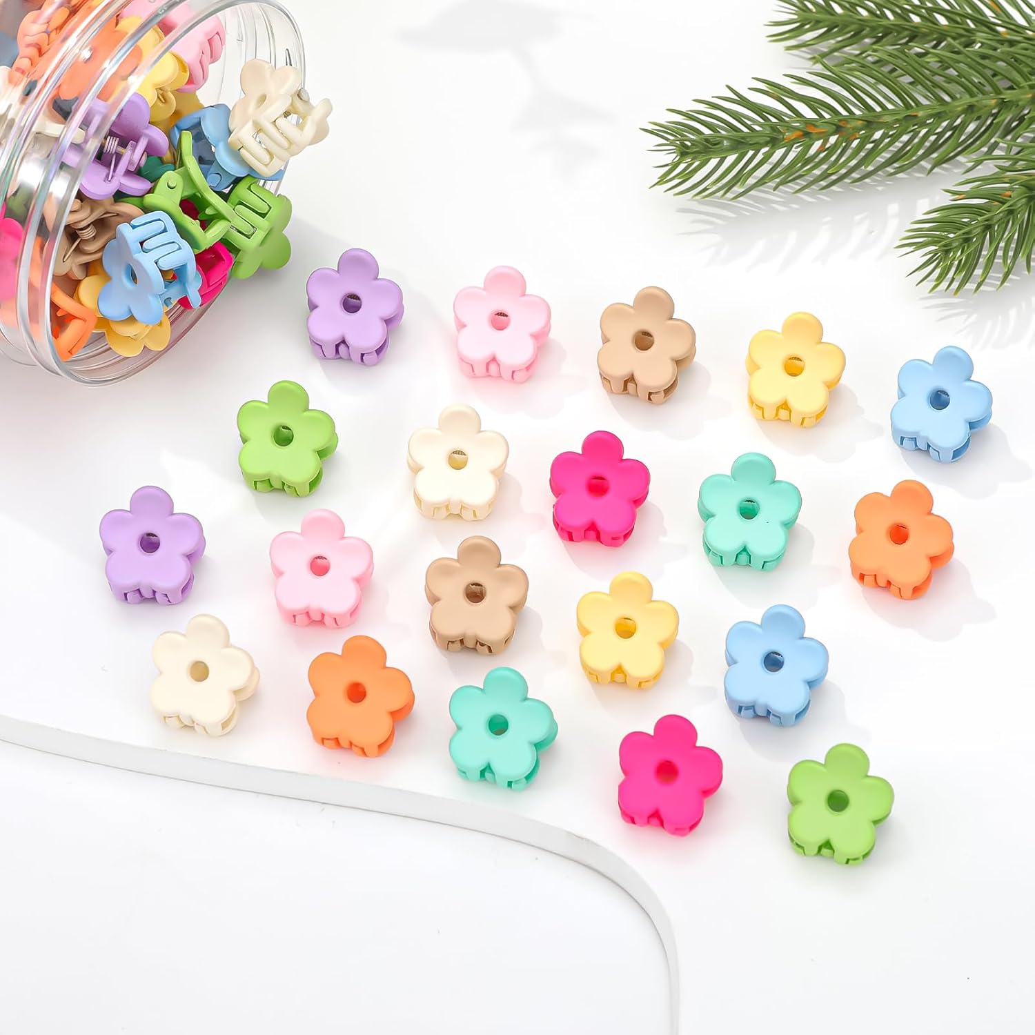 Small Flower Hair Clips 100PCS, Mini Hair Clips Baby Claw Clips Cute Jaw Clips Hair Pins Hair Barrettes Toddler Hair Accessories for Women Girls Kids Teens, Colorful