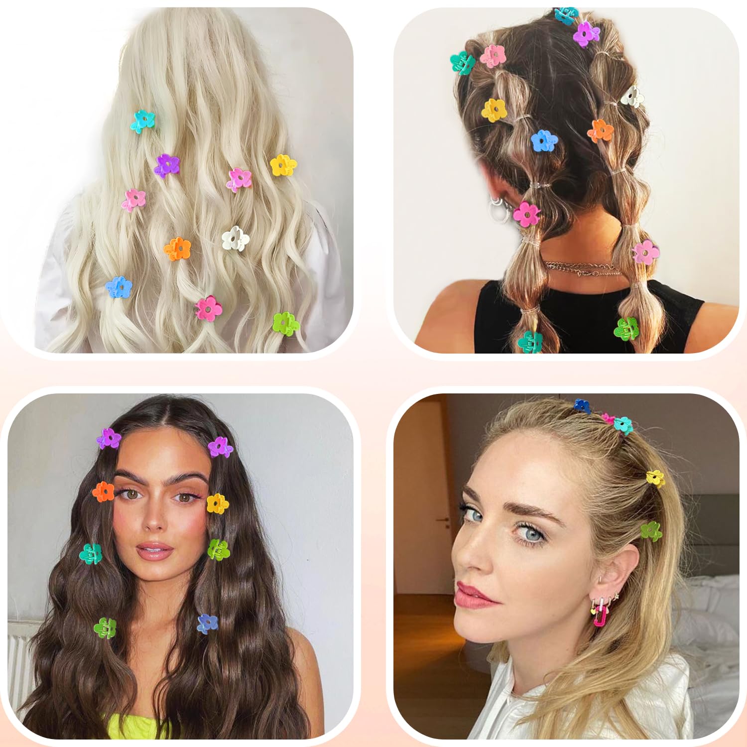 Small Flower Hair Clips 100PCS, Mini Hair Clips Baby Claw Clips Cute Jaw Clips Hair Pins Hair Barrettes Toddler Hair Accessories for Women Girls Kids Teens, Colorful