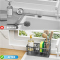 Cisily Kitchen Sink Caddy Organzier with High Brush Holder, Sponge Holder for Sink, 304 Rustproof Stainless, Kitchen Countertop Soap Dispenser Organizer