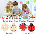 DIY Wooden Magnets, 36 pcs Wooden Art Craft Supplies Painting Kit for Kids Party Favors for Boys Girls Ages 4-8 8-12 Birthday Easter Crafts Gifts Toys Basket Goodie Bag Stuffers