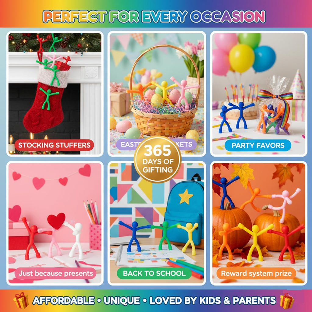 Classic Magnetic Fidget Toy Figures for Kids 3-8, Toddlers & Boys Girls | 10-Piece Solid Set for Travel, Road Trip, Desk & Stocking Stuffer Gifts.