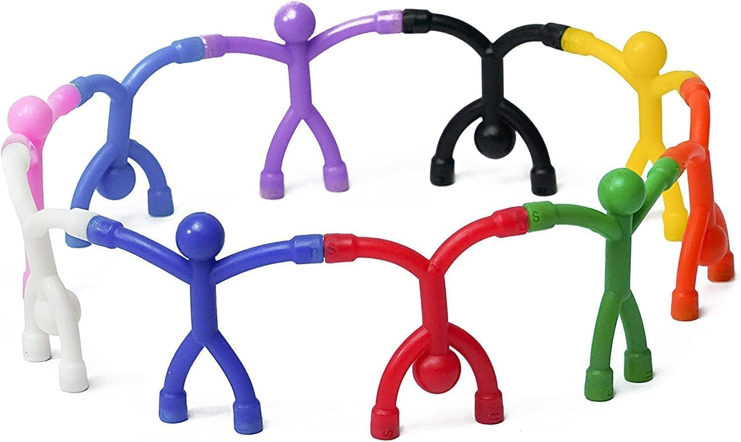Classic Magnetic Fidget Toy Figures for Kids 3-8, Toddlers & Boys Girls | 10-Piece Solid Set for Travel, Road Trip, Desk & Stocking Stuffer Gifts.