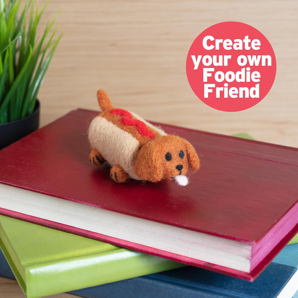 DIY Needle Felting Kit w Case - Animal Foodie Friends - Make 8 Cute Designs - Starter Kit Includes Mat, Wool Felt Tools, Needles, Instructions- Holiday Party Crafts, Gifts & Homemade Stocking Stuffers