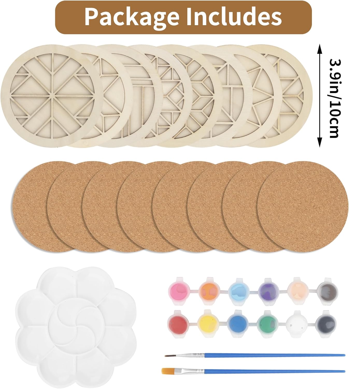 Wooden Coasters Painting Kit, Paint You Own Coaster Wooden Painting Craft Kit for Adults and Beginners Art Craft Supplies (Barn Quilt)