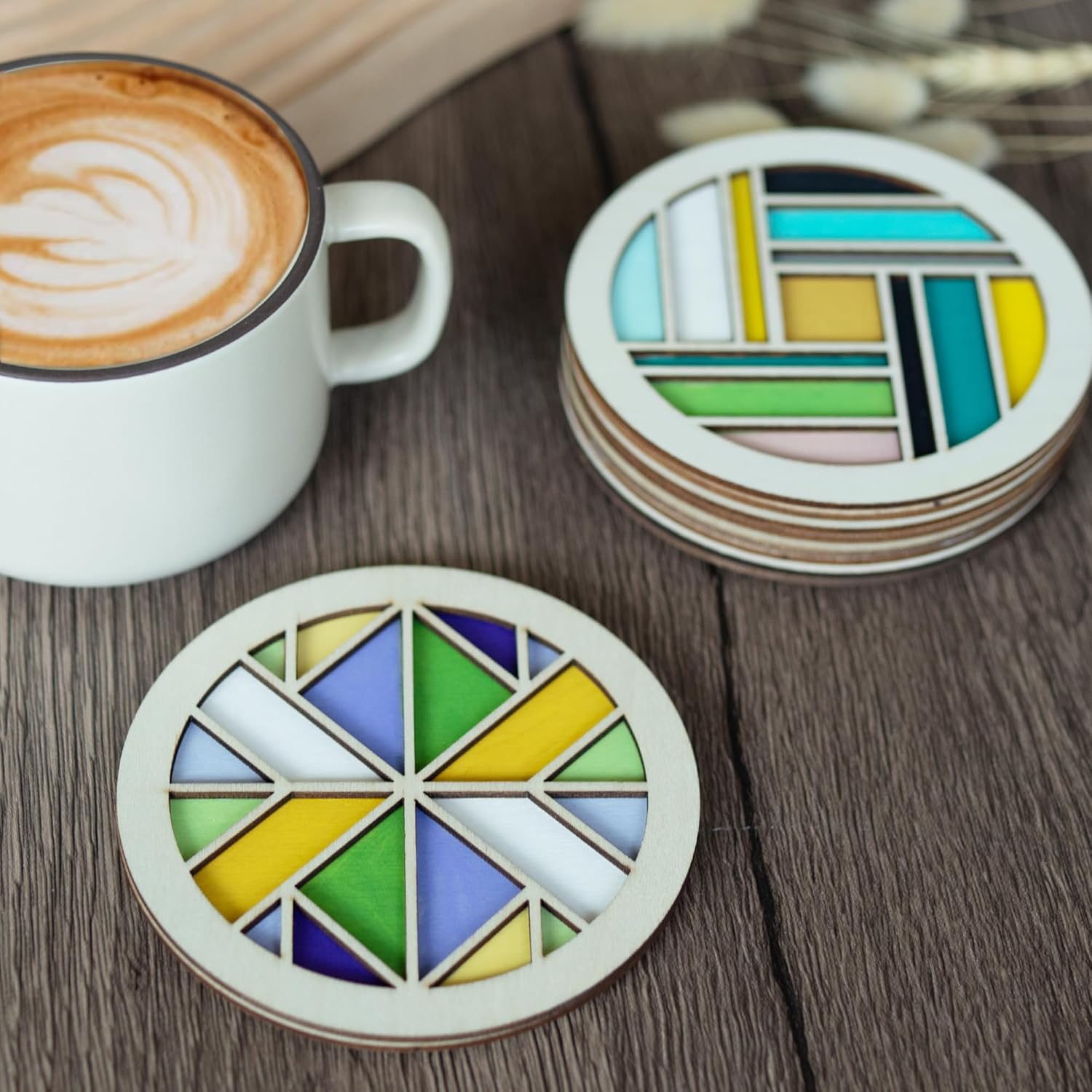 Wooden Coasters Painting Kit, Paint You Own Coaster Wooden Painting Craft Kit for Adults and Beginners Art Craft Supplies (Barn Quilt)