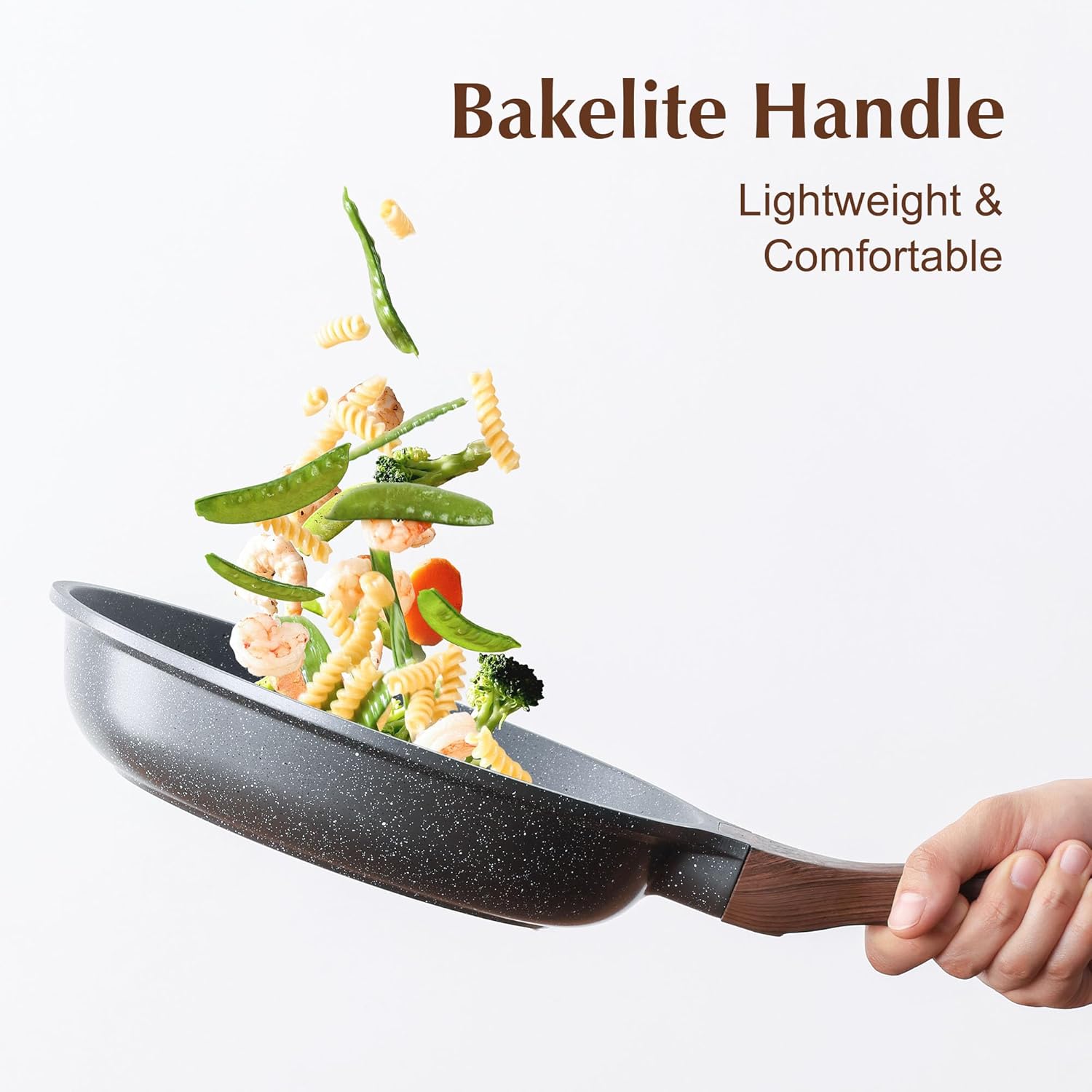 Nonstick Frying Pan Skillet, Swiss Granite Coating Omelette Pan, Healthy Stone Cookware Chef's Pan, PFOA Free (8/9.5/10/11/12.5 Inch) (9.5 Inch)