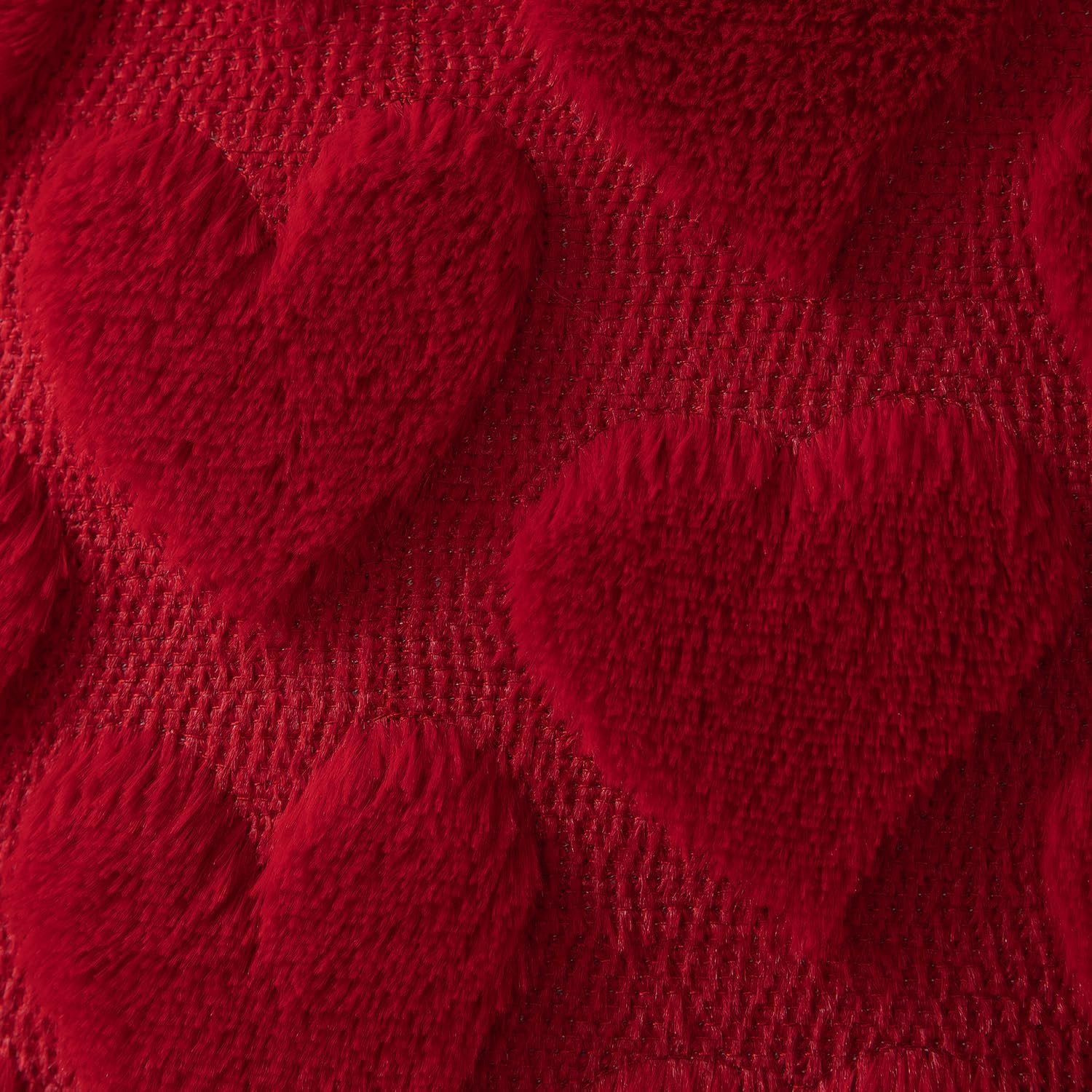 Valentines Pillow Covers 18x18 inch Set of 2 Valentines Day Decoration Red Heart Soft Plush Faux Fur Jacquard Throw Pillows for Bedroom Sofa Holiday Festivals Home Decor