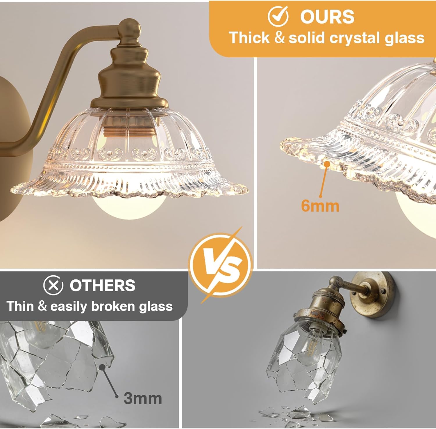 Redluck Battery Operated Wall Sconce with Remote Control, Vintage Glass Wireless Wall sconces Set of Two, Rechargeable Battery Powered Wall Lamp for Bedside Bedroom Living Room Hallway Decor