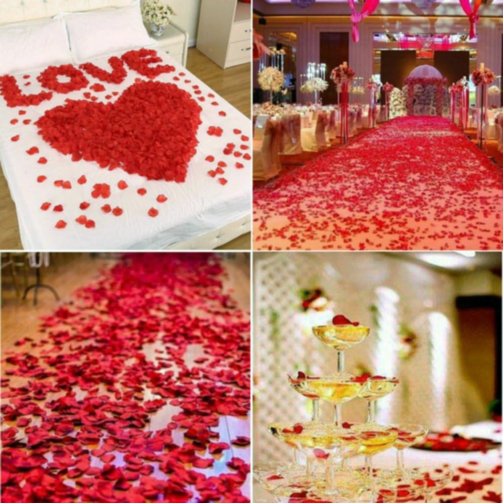 2200 PCS Dark-Red Silk Rose Petals for Romantic Night,Wedding,Proposal Anniversary Flower Decorations