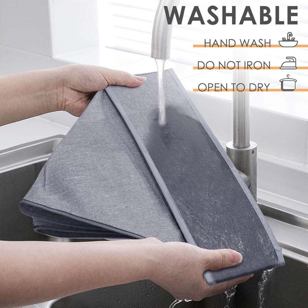 3 Pack Sock Underwear Drawer Organizer Dividers, 64 Cell Fabric Foldable Dresser Organizer for Closet Organizers and Storage Boxes for Organizing Socks, Underwear, Ties (16+24+24 Cell, Gray)