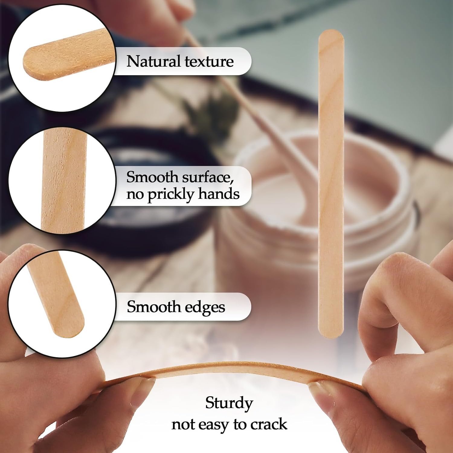 200 Pcs Craft Sticks Ice Cream Sticks Natural Wood Popsicle Craft Sticks 4.5 inch Length Treat Sticks Ice Pop Sticks for DIY Crafts