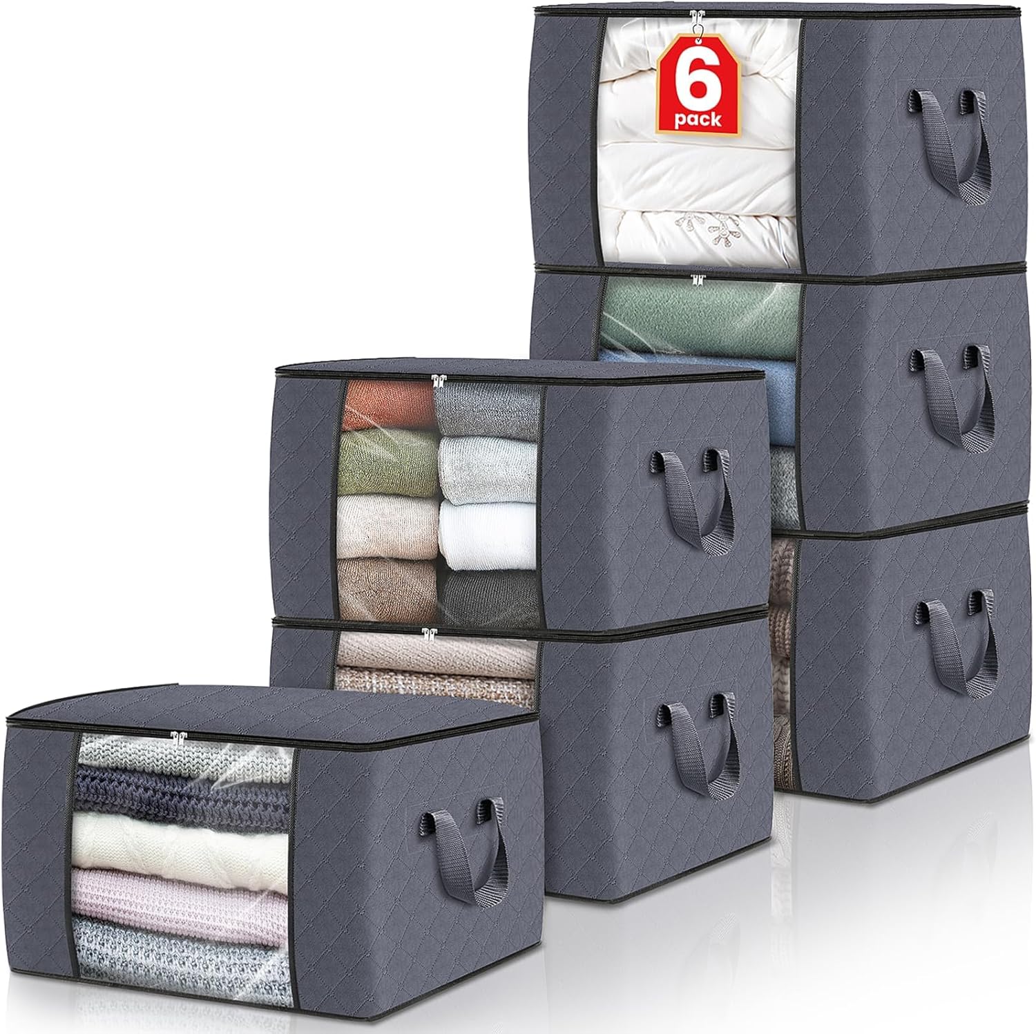 Storage Bags,Clothes Blanket Storage Bins Foldable Closet Organizers with Reinforced Handle for Home Dorm Storage and Organization,Fabric Bags for Organizing Bed Sheets,Clothing,Comforters