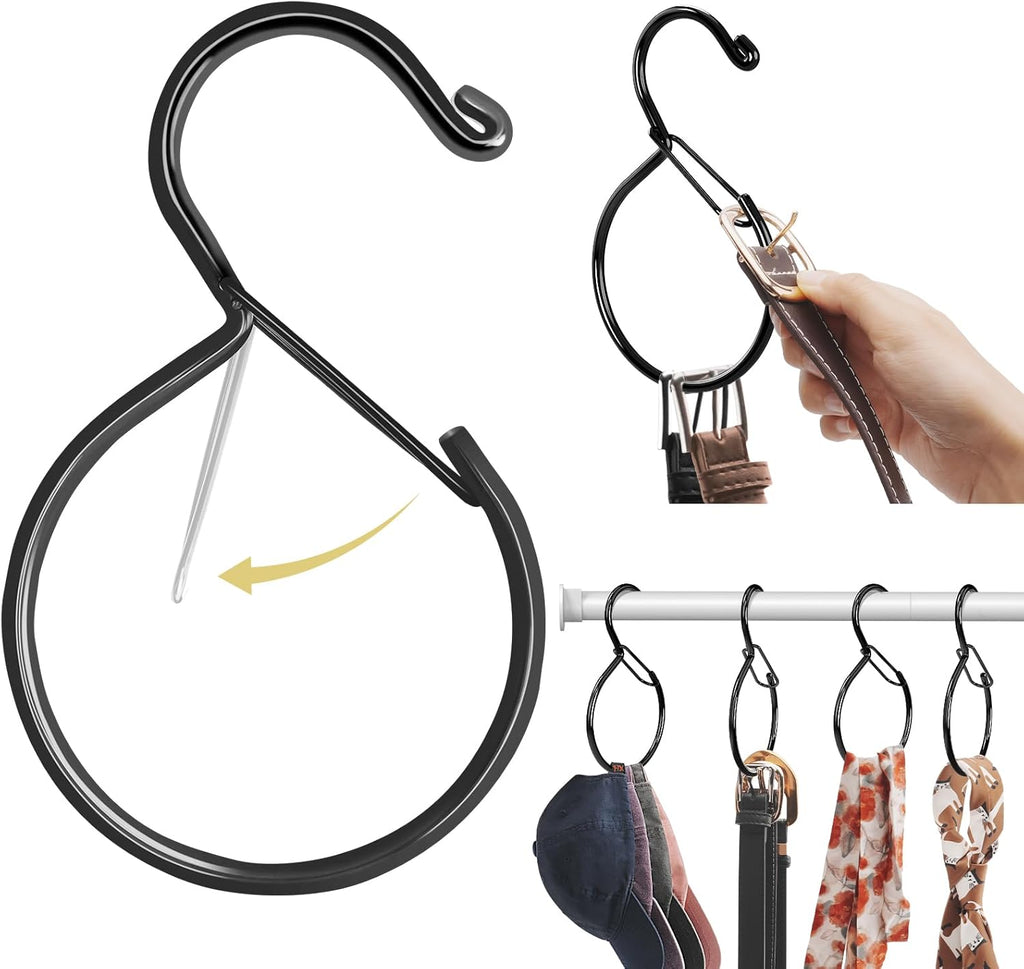 2 Pack Belt Hanger, Belt Hanger for Closet, Rust-Proof Belt Organizer for Closet, Holds Ties, Scarves, hat, Bags & Accessories, Black