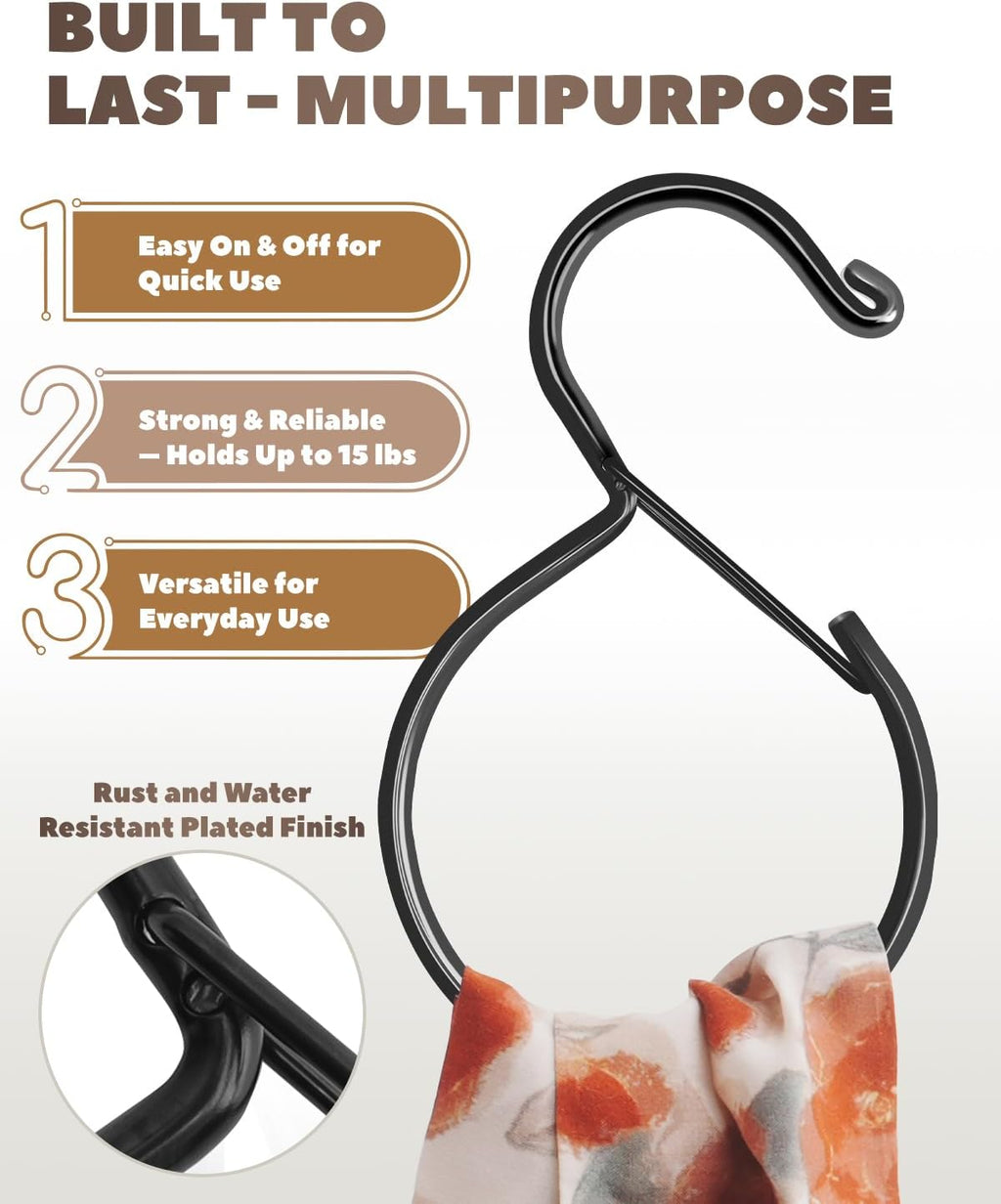 2 Pack Belt Hanger, Belt Hanger for Closet, Rust-Proof Belt Organizer for Closet, Holds Ties, Scarves, hat, Bags & Accessories, Black