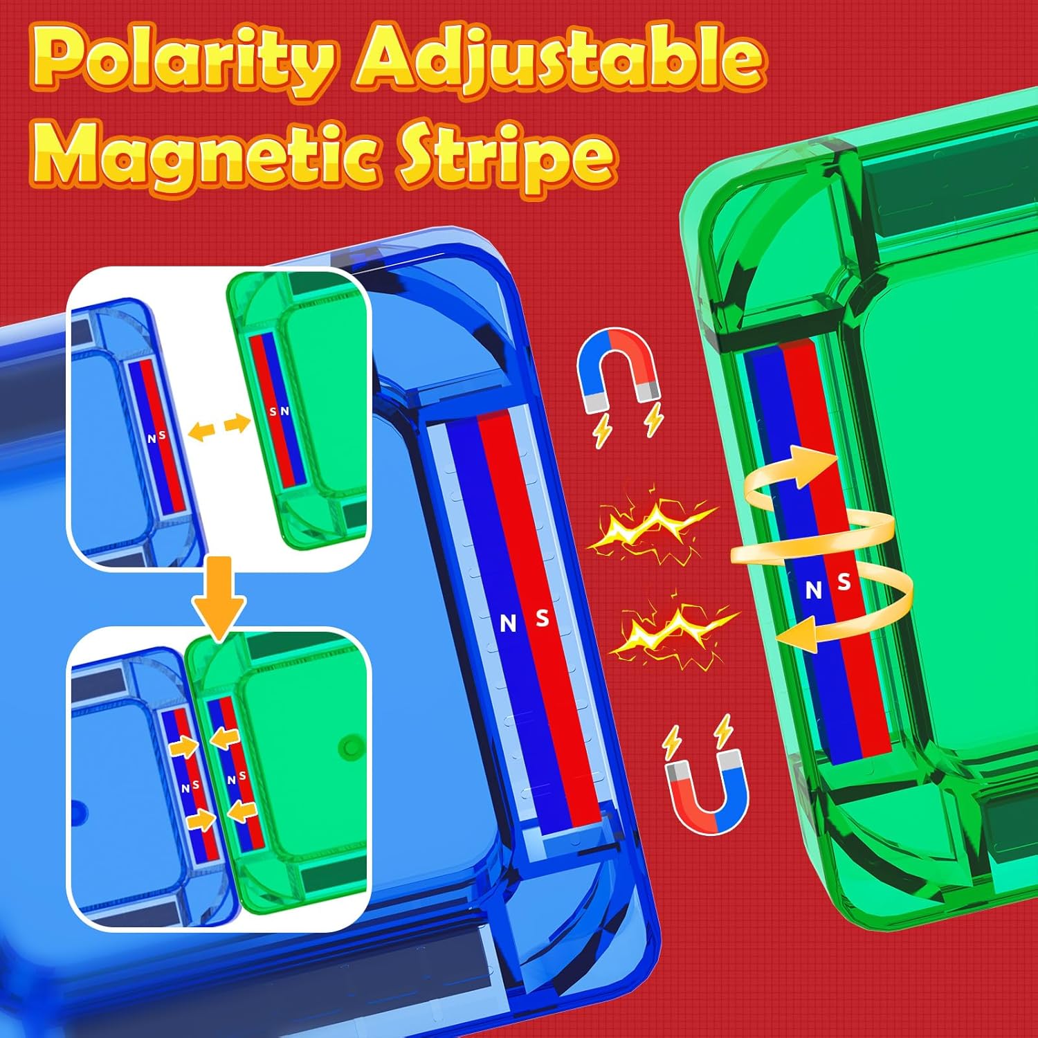 Travel Mini Magnetic Tiles with Case Toddler Road Trip Essentials Set, Magnetic Blocks Building Toys for 3+ Year Old Boys Girls Preschool Montessori Sensory Learning Birthday Gifts