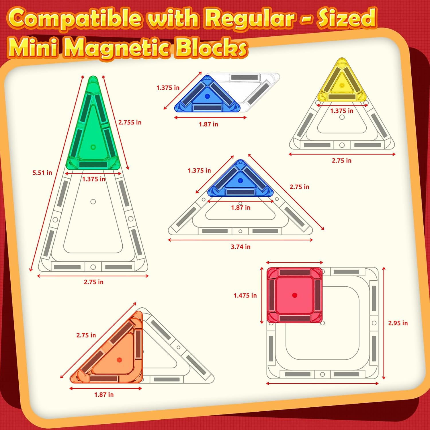 Travel Mini Magnetic Tiles with Case Toddler Road Trip Essentials Set, Magnetic Blocks Building Toys for 3+ Year Old Boys Girls Preschool Montessori Sensory Learning Birthday Gifts