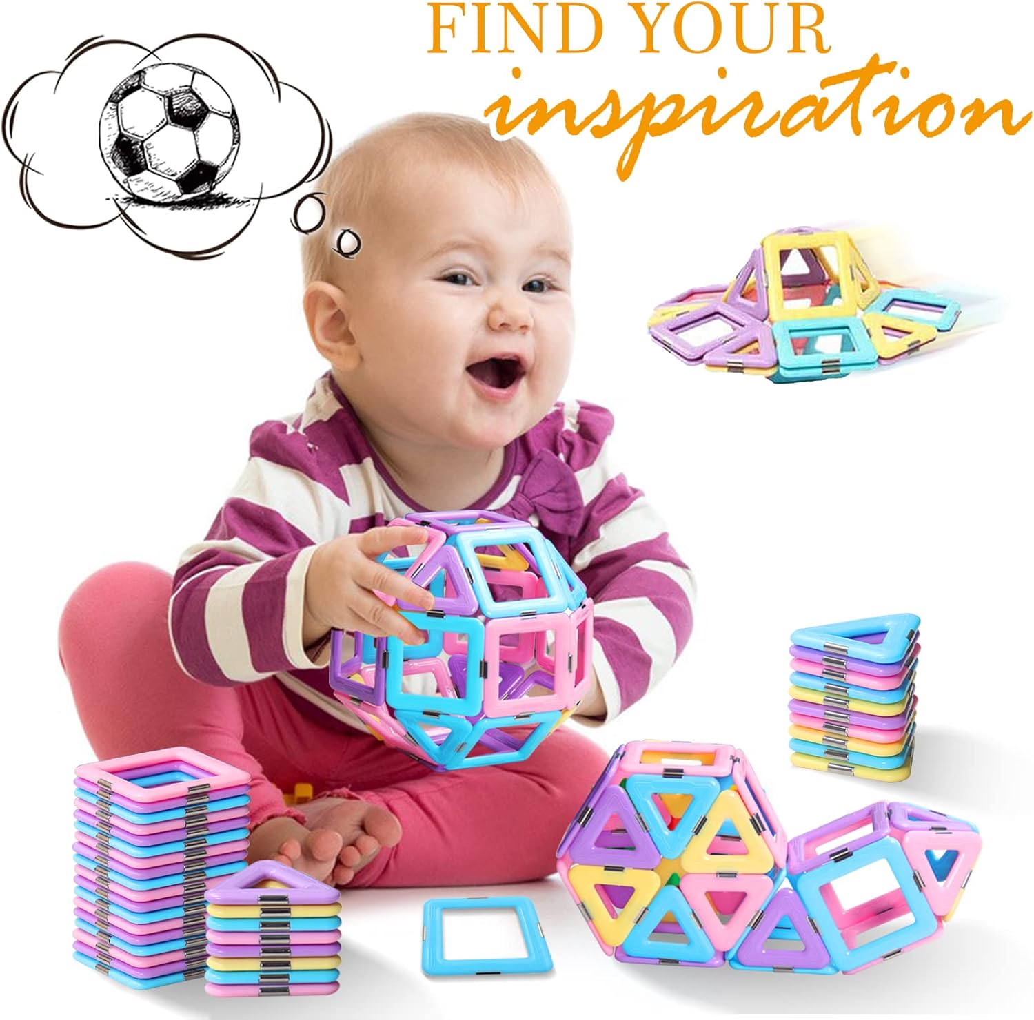 Magnetic Tiles Toys for 3 4 5 6 7 8+ Year Old Boys Girls Upgrade Macaron Castle Blocks Building Set for Toddlers STEM Creativity/Educational Toys for Kids Age 3-6 Christmas Birthday Gifts