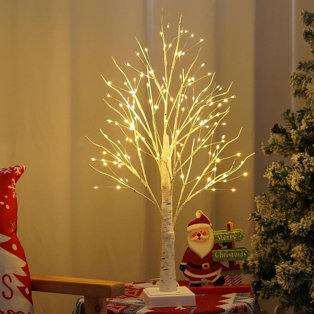 144 LED Artificial Lamp with Timer, DIY Birch Tree with Lights, USB/Battery Powered, Fairy Light Spirit Tree for Table Home Wedding Bedroom Christmas (Warm White)