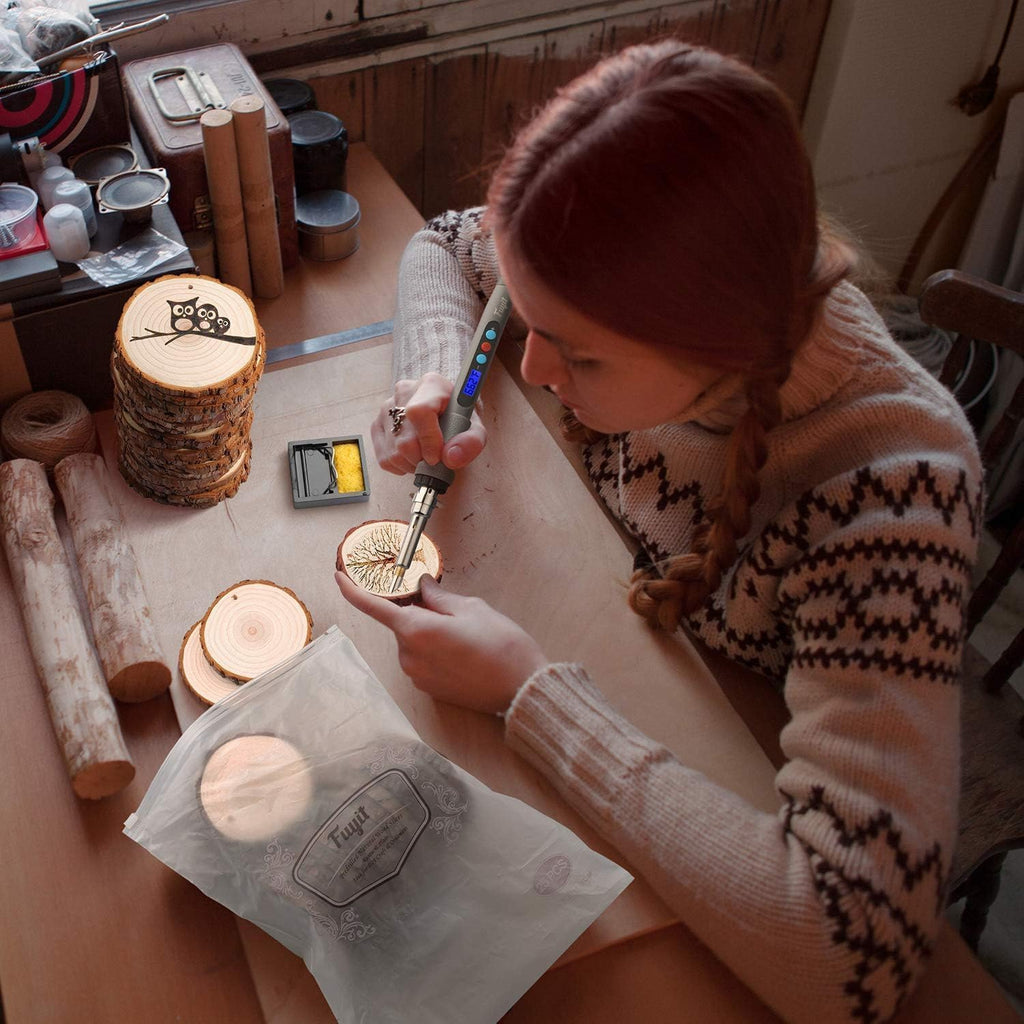 Natural Wood Slices 30 Pcs 2.4-2.8 Inches Craft Wood Kit Unfinished Predrilled with Hole Wooden Circles Tree Slices for Arts and Crafts Christmas Ornaments DIY Crafts